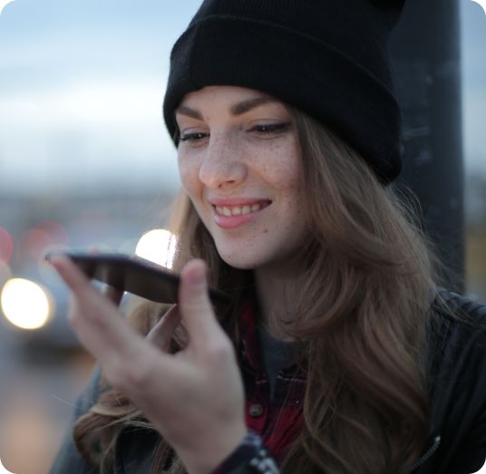 Woman using speech to text app