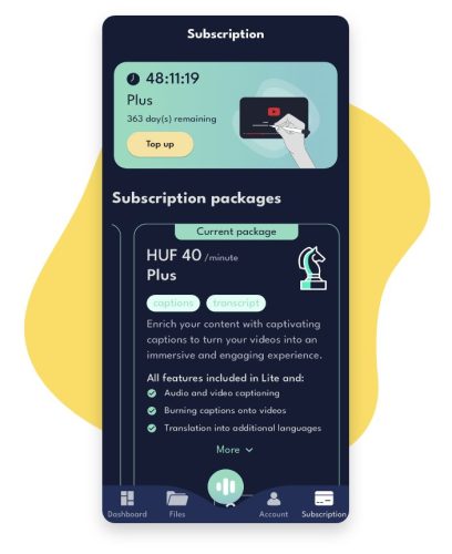 Alrite speech to text mobile app 'Subscription' screen